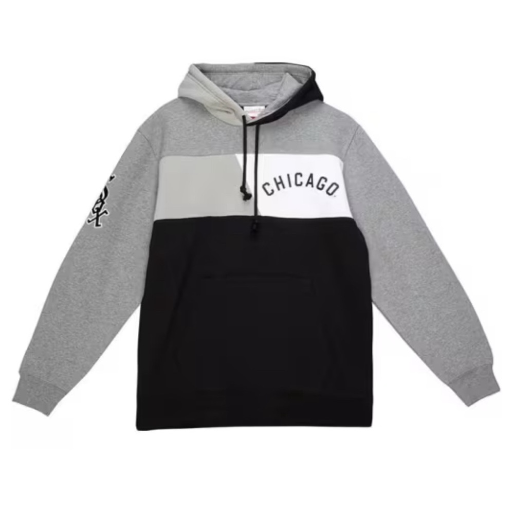 NWT MITCHELL & NESS CHICAGO WHITE SOX MENS BLACK COLOR BLOCKED HOOD FASHION HOOD